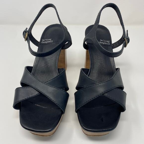 Jeffrey Campbell Black Seraphina Ankle Strap Platform Sandal Size 9 - Picture 2 of 9